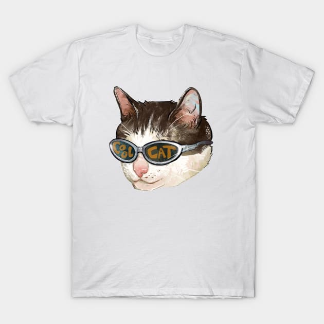 Cool Cat Sunglasses T-Shirt by Catwheezie